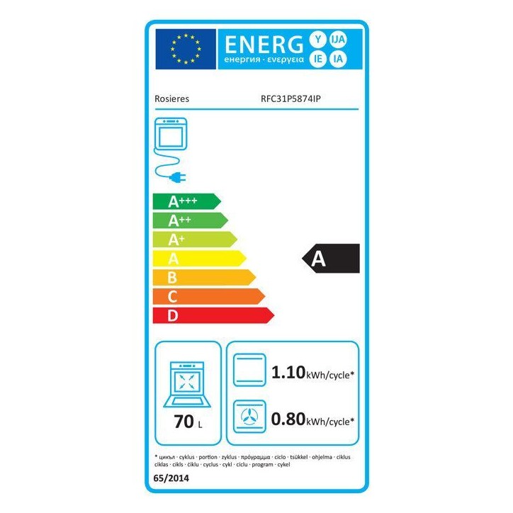 Four encastrable Pyrolyse + Chaleur pulsée + Vapeur Easy Steam - ROSIERES RFC31P5874IP - Noir - Porte froide - 70L Four encastrable Pyrolyse + Chaleur pulsée + Vapeur Easy Steam - ROSIERES RFC31P5874IP - Noir - Porte froide - 70L