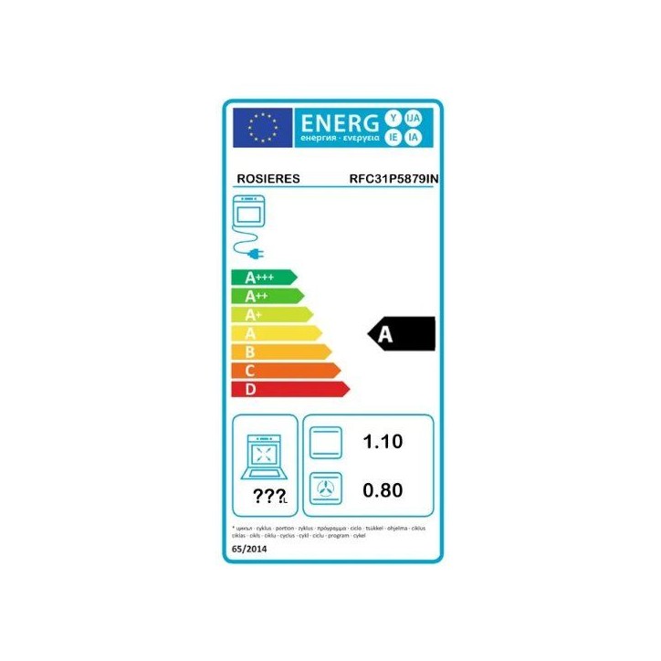 Four encastrable - Pyrolyse Chaleur pulsée ROSIERES RFC31P5879IN - Porte froide - 70L - Classe A - Inox Four encastrable - Pyrolyse Chaleur pulsée ROSIERES RFC31P5879IN - Porte froide - 70L - Classe A - Inox