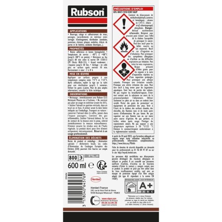 Aérosol mousse expansive coupe-feu - RUBSON - CF 90 - Protection incendie - Isolation polyvalente - 600 ml