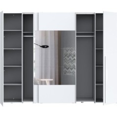 Armoire NARAGO - Décor Blanc mat - 2 portes coulissantes + miroir + 2