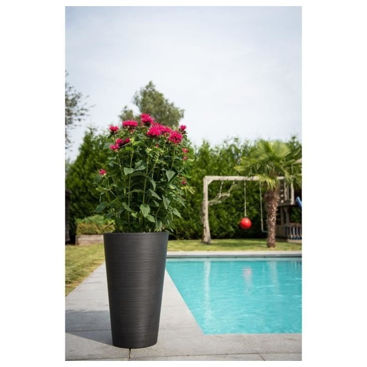 Pot de fleurs haut - GARDEN ID - Green Care Sense Haut Noir-Anthr. - 55 cm - Garanti 10 ans - 100% recyclé - Résistance UV et