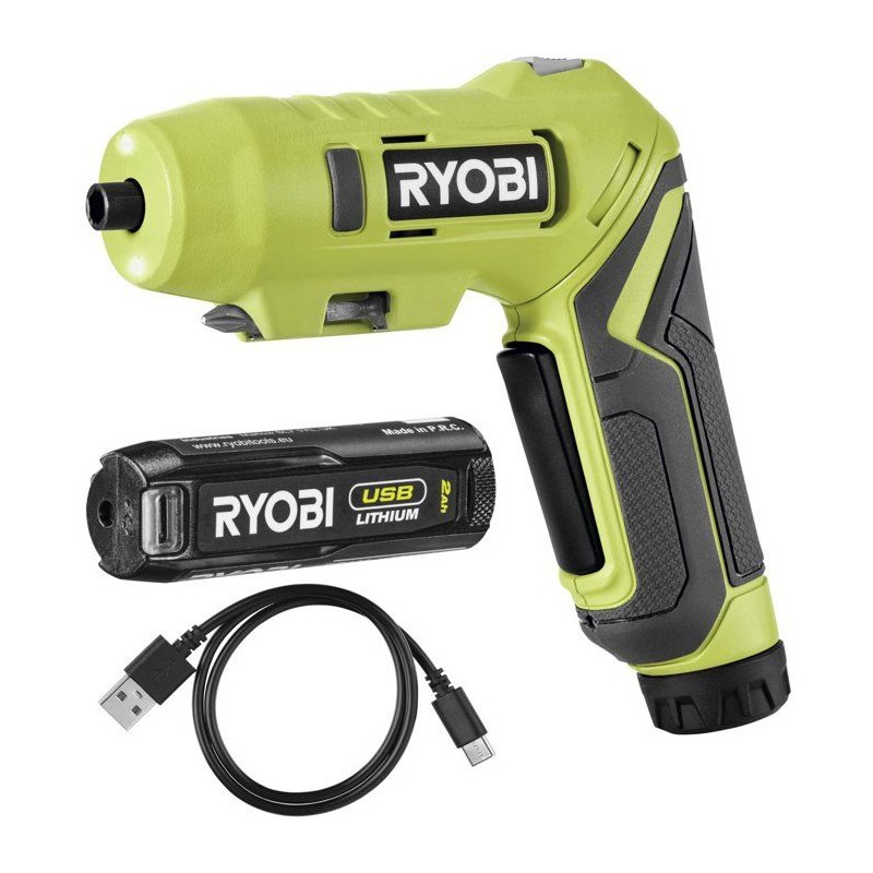 RYOBI Tournevis électrique 4V USB Lithium - batterie 2Ah + chargeur -