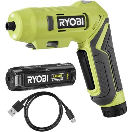 RYOBI Tournevis électrique 4V USB Lithium - batterie 2Ah + chargeur -