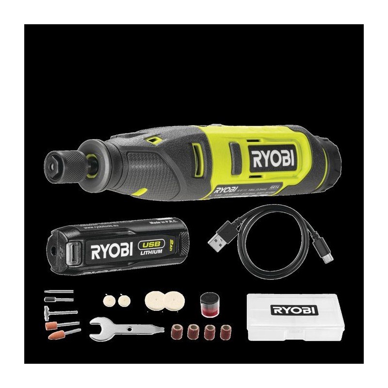 RYOBI Mini-outil rotatif 4V USB Lithium - batterie 2Ah + chargeur - RR