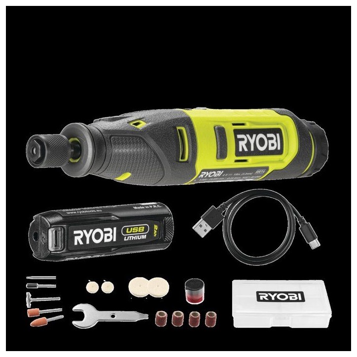 RYOBI Mini-outil rotatif 4V USB Lithium - batterie 2Ah + chargeur - RRT4-120GA15