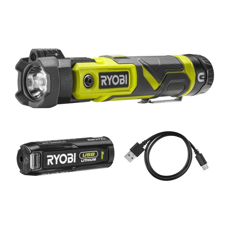 RYOBI Lampe torche 4V USB Lithium - batterie 2Ah + chargeur - RLP4-120