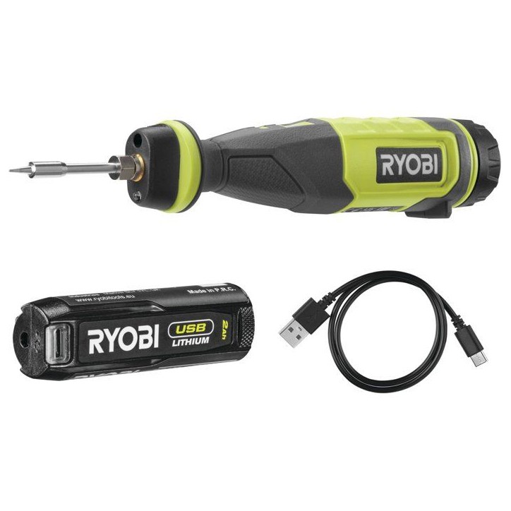 RYOBI Fer a souder 4V USB Lithium - batterie 2Ah + chargeur - RSI4-120G RYOBI Fer a souder 4V USB Lithium - batterie 2Ah + chargeur - RSI4-120G