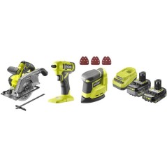 RYOBI Pack 3 outils ONE+ 18V perceuse-visseuse + scie sauteuse + ponce