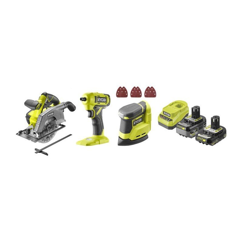 RYOBI Pack 3 outils ONE+ 18V perceuse-visseuse + scie sauteuse + ponce