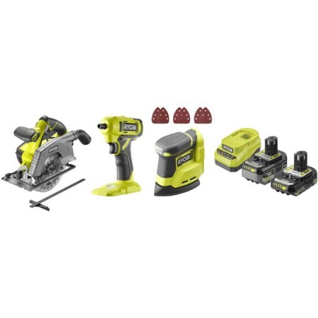RYOBI Pack 3 outils ONE+ 18V perceuse-visseuse + scie sauteuse + ponce