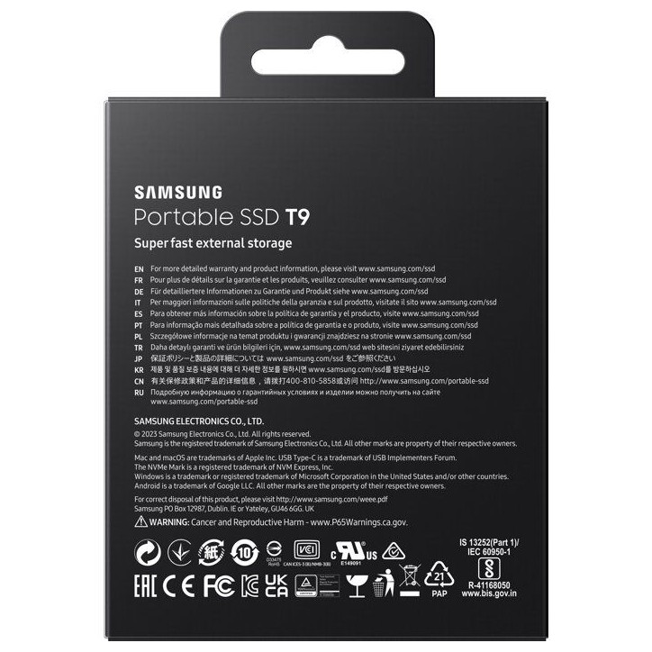 SAMSUNG - T9 - SSD Externe - 1 To - USB 3.2 - Vitesse lecture jusqu'a 2 000 Mo/s