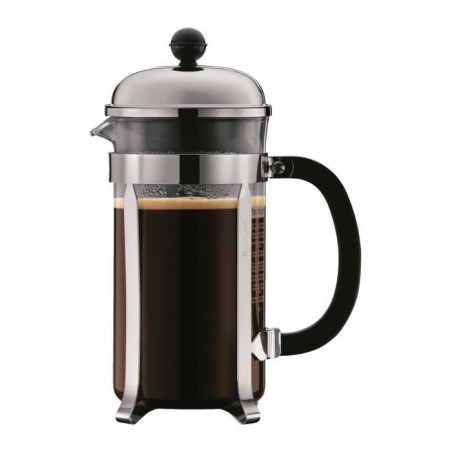 BODUM CHAMBORD Set cafetiere a piston - 8 tasses - 1L - Gris - Avec 2 verres double paroi Pavina 0,35l