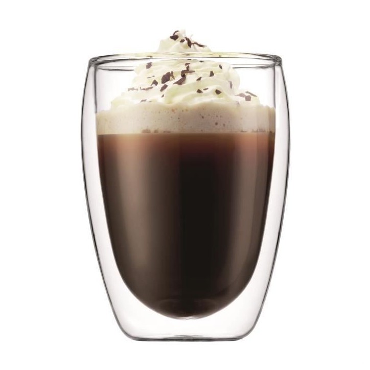 BODUM CHAMBORD Set cafetiere a piston - 8 tasses - 1L - Gris - Avec 2 verres double paroi Pavina 0,35l