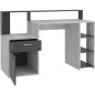Bureau avec réhausse et rangements BOLTON - Mélamine gris béton/antracite - L138,5 x H91,6 x P53,5 cm