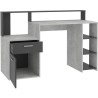 Bureau avec réhausse et rangements BOLTON - Mélamine gris béton/ant