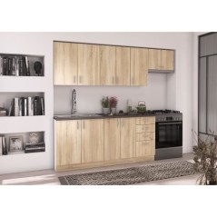 Meuble bas four - Décor chene sonoma - L60xP48xH82 cm - Plan de trava