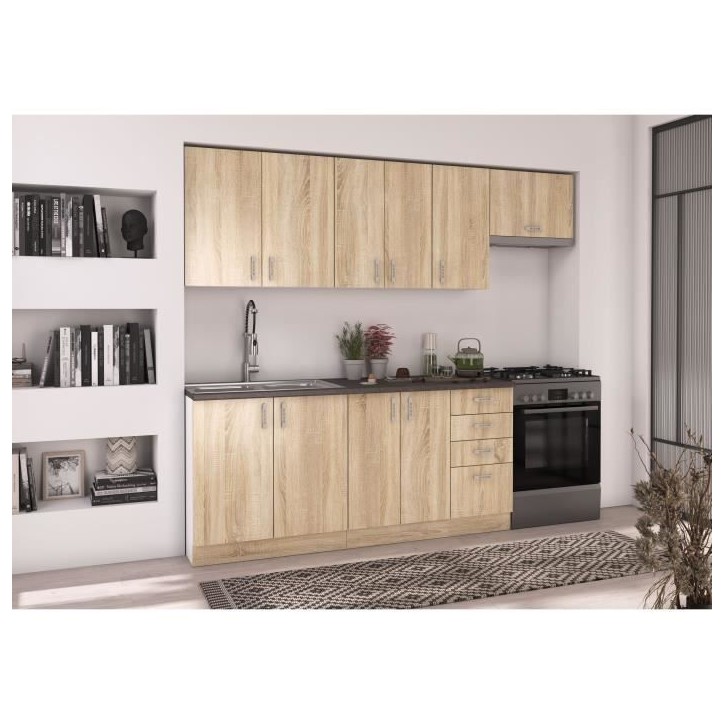 Meuble bas four - Décor chene sonoma - L60xP48xH82 cm - Plan de travail non inclus Meuble bas four - Décor chene sonoma - L60xP48xH82 cm - Plan de travail non inclus