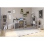 Bureau avec réhausse et rangements BOLTON - Mélamine gris béton/antracite - L138,5 x H91,6 x P53,5 cm