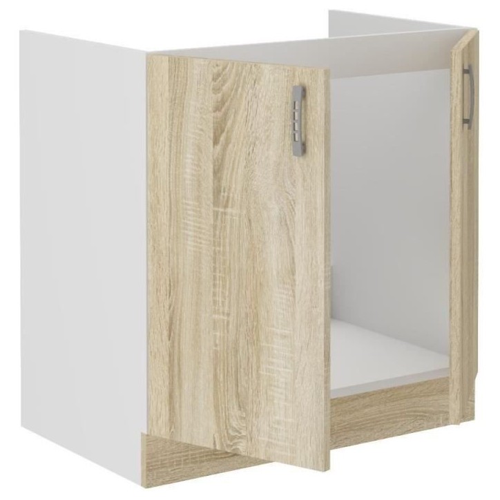 SARA Meuble bas evier - Décor chene sonoma - 2 portes Battantes - L80xP48xH82 cm SARA Meuble bas evier - Décor chene sonoma - 2 portes Battantes - L80xP48xH82 cm