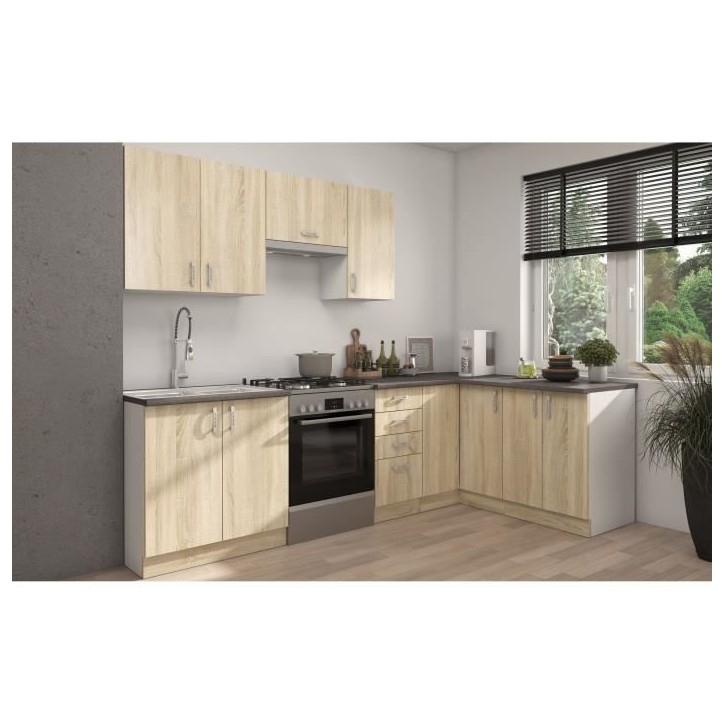 SARA Meuble bas evier - Décor chene sonoma - 2 portes Battantes - L80xP48xH82 cm SARA Meuble bas evier - Décor chene sonoma - 2 portes Battantes - L80xP48xH82 cm