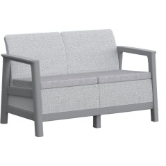 Salon bas de jardin - Résine - 4 places- Keter - Scandi Linea - Table coffre - Imitation canage gris clair et structure gris pe