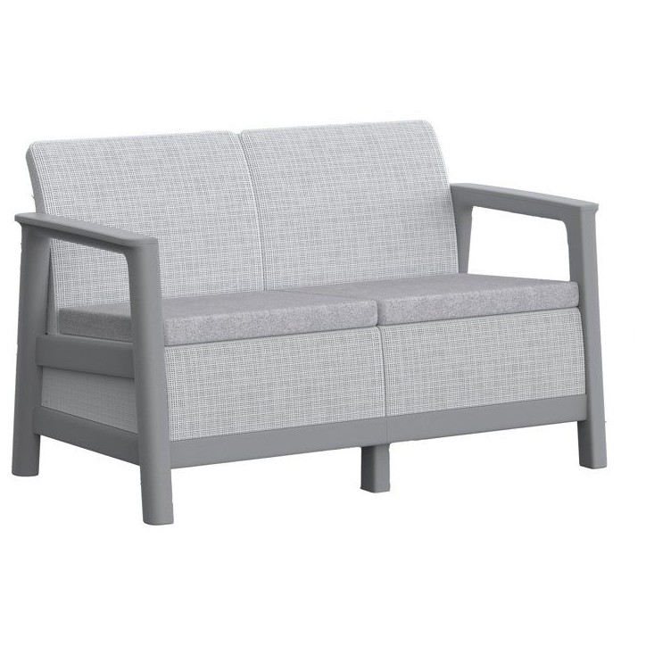 Salon bas de jardin - Résine - 4 places- Keter - Scandi Linea - Table coffre - Imitation canage gris clair et structure gris pe Salon bas de jardin - Résine - 4 places- Keter - Scandi Linea - Table coffre - Imitation canage gris clair et structure gris pe
