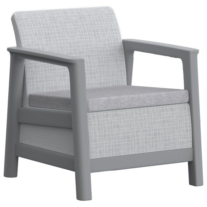 Salon bas de jardin - Résine - 4 places- Keter - Scandi Linea - Table coffre - Imitation canage gris clair et structure gris pe Salon bas de jardin - Résine - 4 places- Keter - Scandi Linea - Table coffre - Imitation canage gris clair et structure gris pe