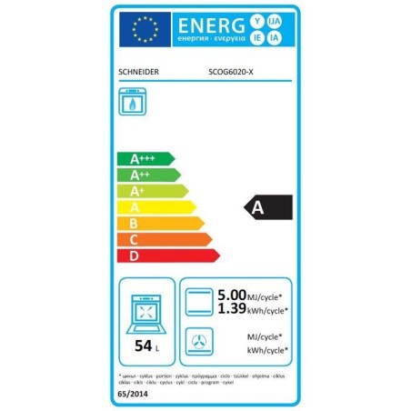 Four a gaz encastrable - SCHNEIDER - SCOG6020-X - Bandeau Inox - 60 L - 59,4 x 62,8 x 59,3 cm