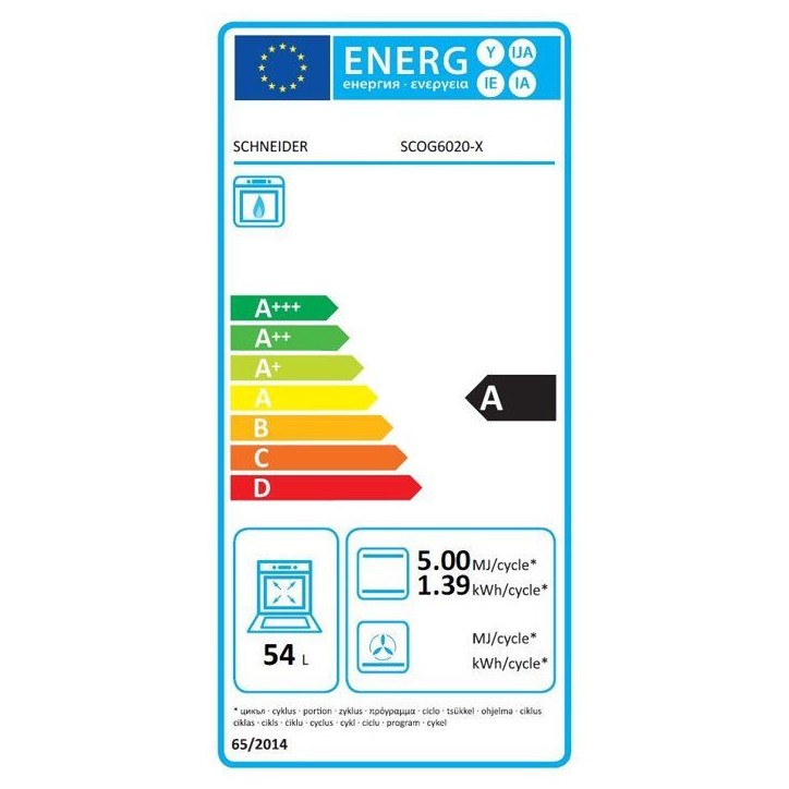 Four a gaz encastrable - SCHNEIDER - SCOG6020-X - Bandeau Inox - 60 L - 59,4 x 62,8 x 59,3 cm Four a gaz encastrable - SCHNEIDER - SCOG6020-X - Bandeau Inox - 60 L - 59,4 x 62,8 x 59,3 cm