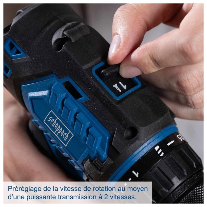 Perceuse visseuse percussion sans fil BC-CD60-X - brushless 60 Nm mandrin 13mm - SCHEPPACH 20V IXES - Batterie 2Ah + chargeur 2.
