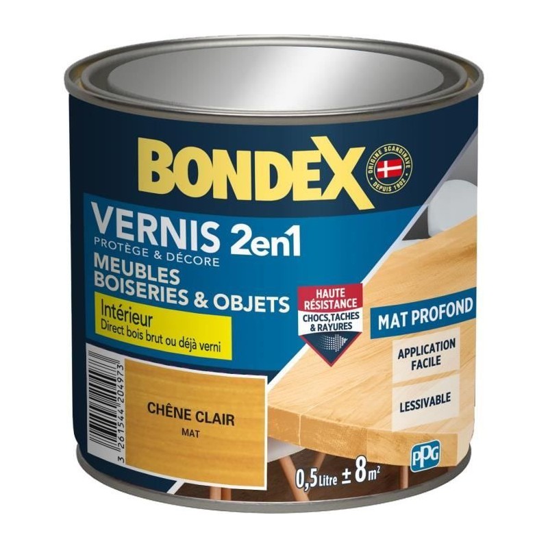 Vernis bois chene clair mat - BONDEX - 0,5 L Vernis bois chene clair mat - BONDEX - 0,5 L