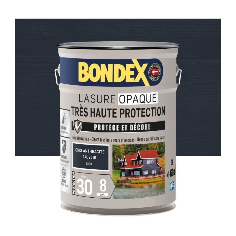 Lasure opaque Tres haute protection - Gris anthracite RAL 7016 satin - Lasure opaque Tres haute protection - Gris anthracite RAL 7016 satin -