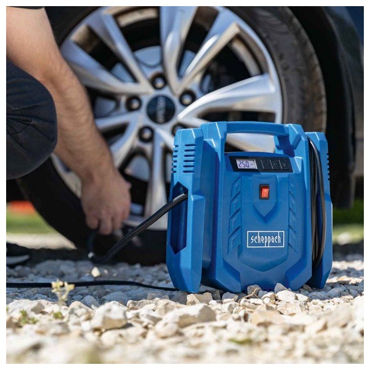 Compresseur portatif SCHEPPACH - AIRFORCE 7 SC - 100 W - 8 bars - 24L/min - 2 aiguilles + 2 adaptateurs