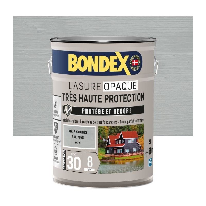 Lasure opaque Tres haute protection - Gris souris RAL 7038 satin - BON Lasure opaque Tres haute protection - Gris souris RAL 7038 satin - BON