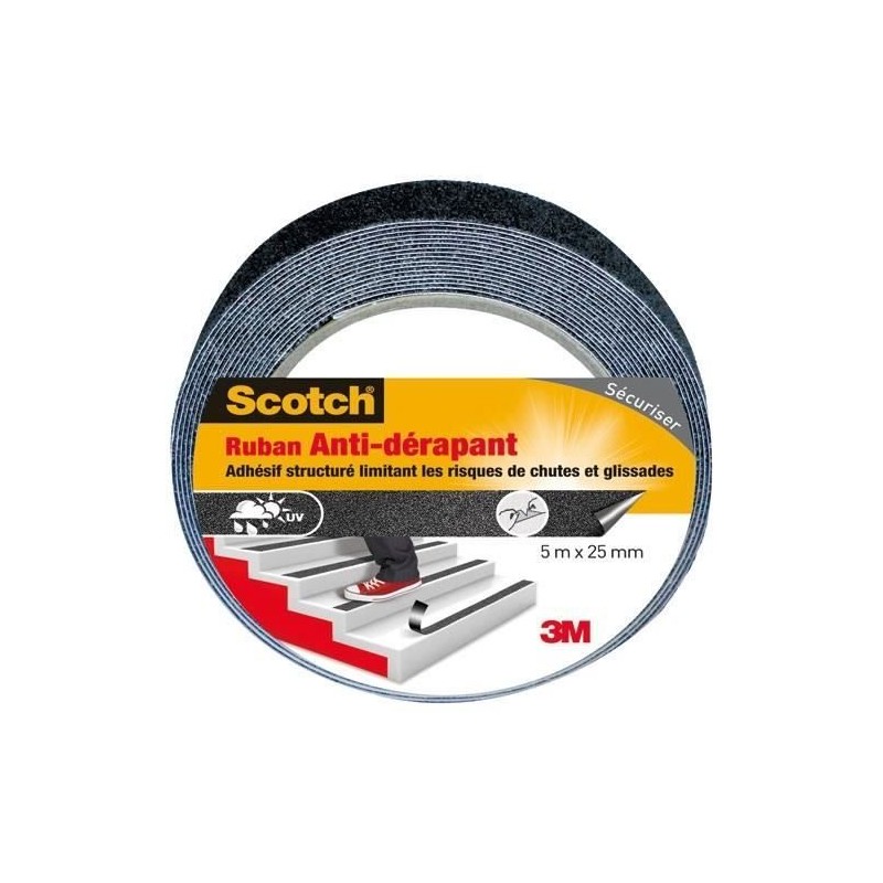 3M SCOTCH Ruban antidérapant - 5 m x 25 mm - Noir