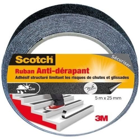 3M SCOTCH Ruban antidérapant - 5 m x 25 mm - Noir