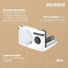 Trancheuse électrique compacte - SEVERIN - AS3912 - 100 W - Lame inox
