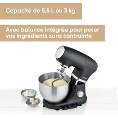 Robot pâtissier avec balance intégrée - SEVERIN - KM3898 - Noir mat