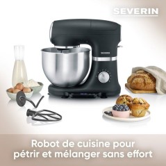 Robot pâtissier avec balance intégrée - SEVERIN - KM3898 - Noir mat