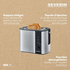 Grille-pain automatique compact - SEVERIN - AT 2589 - Toaster compact