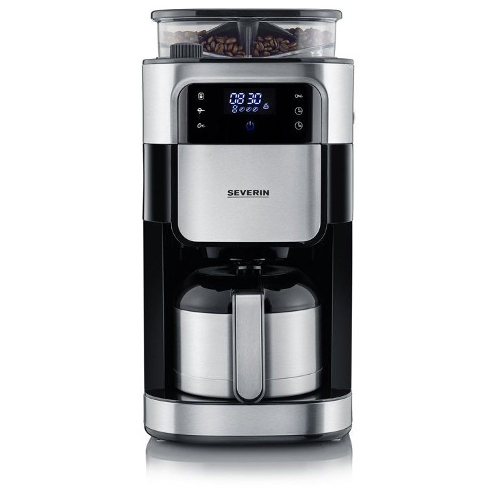 Cafetiere filtre avec broyeur intégré - SEVERIN - KA4814 - Machine a café écran tactile - verseuse isotherme 8 tasses - Noir