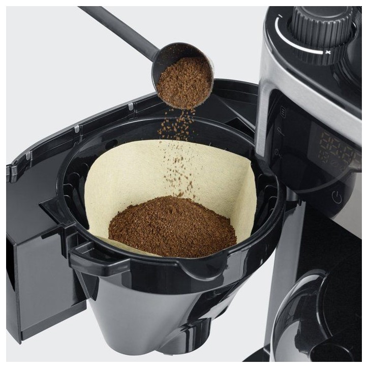 Cafetiere filtre avec broyeur intégré - SEVERIN - KA4814 - Machine a café écran tactile - verseuse isotherme 8 tasses - Noir