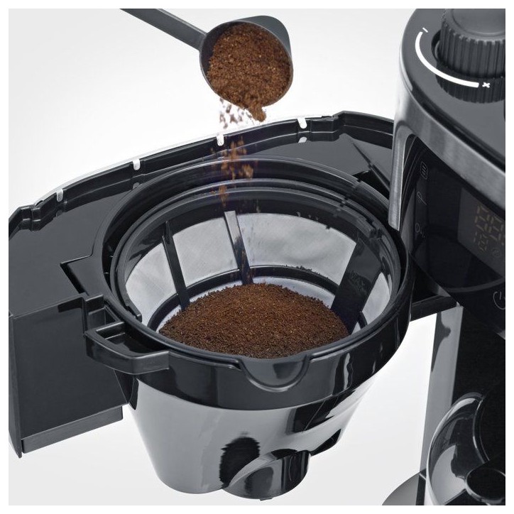 Cafetiere filtre avec broyeur intégré - SEVERIN - KA4814 - Machine a café écran tactile - verseuse isotherme 8 tasses - Noir