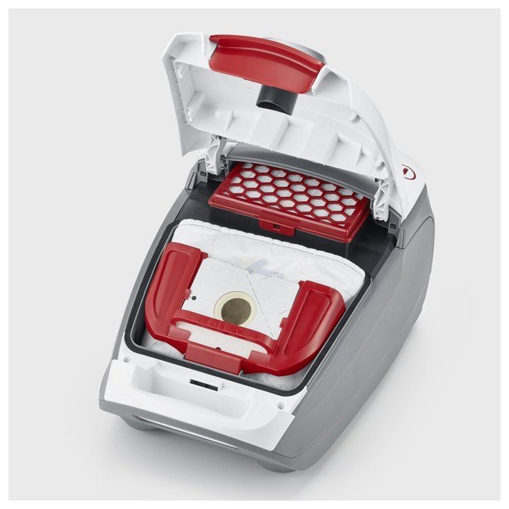 SEVERIN BC7047- Aspirateur traineau avec sac - 850 W - 4 L - 74 dB - Silencieux - Blanc / Rouge