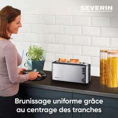 Grille-pain automatique compact - SEVERIN - AT 2515 - Toaster compact 1 fente, Réglage brunissage, Fonction décongélation, in