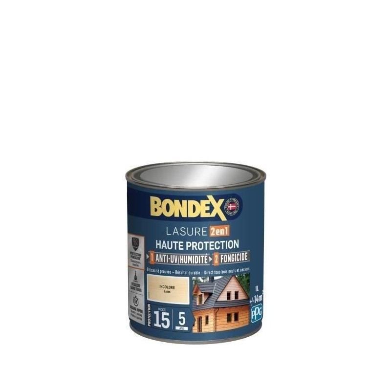 BONDEX Lasure 2 en 1 Satin Haute Protection 5 ans - Incolore BONDEX Lasure 2 en 1 Satin Haute Protection 5 ans - Incolore