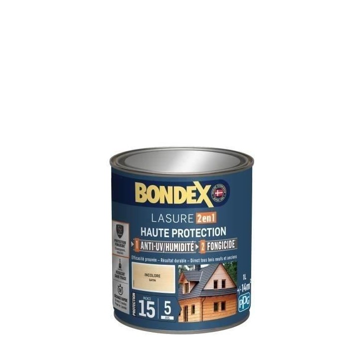 BONDEX Lasure 2 en 1 Satin Haute Protection 5 ans - Incolore BONDEX Lasure 2 en 1 Satin Haute Protection 5 ans - Incolore