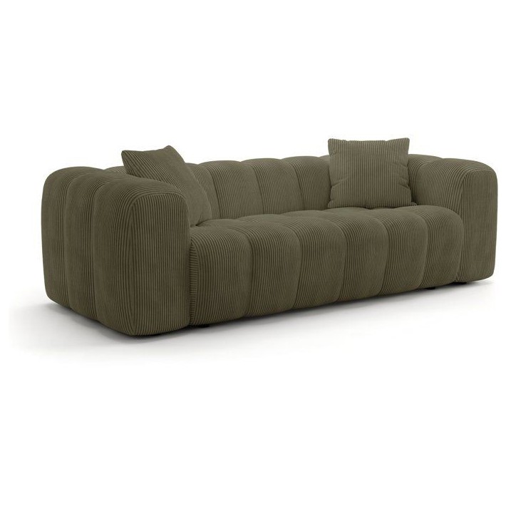 Canapé fixe - 3 places - SFERA - Velours côtelé Vert - 240 x 100 x 80 cm Canapé fixe - 3 places - SFERA - Velours côtelé Vert - 240 x 100 x 80 cm