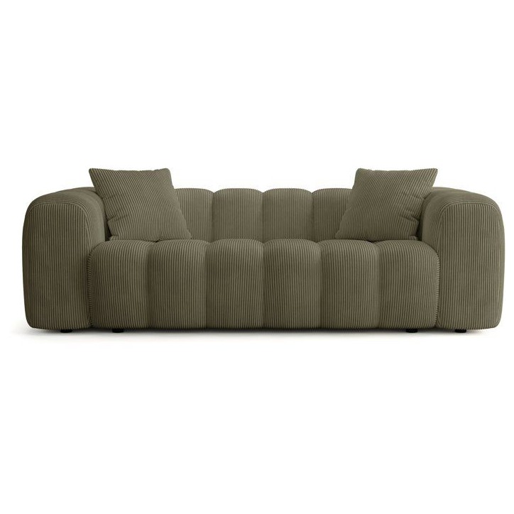 Canapé fixe - 3 places - SFERA - Velours côtelé Vert - 240 x 100 x 80 cm Canapé fixe - 3 places - SFERA - Velours côtelé Vert - 240 x 100 x 80 cm