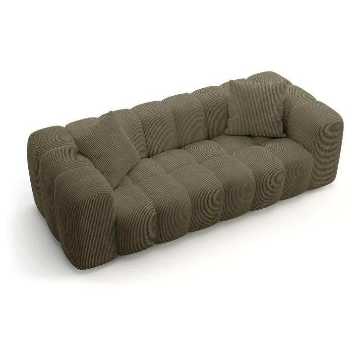 Canapé fixe - 3 places - SFERA - Velours côtelé Vert - 240 x 100 x 80 cm Canapé fixe - 3 places - SFERA - Velours côtelé Vert - 240 x 100 x 80 cm